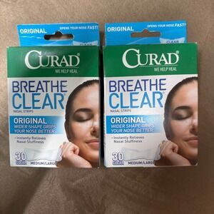 Curad Breathe Clear Nasal Strips Original Relieves Nasal Stuffiness Medium/Large